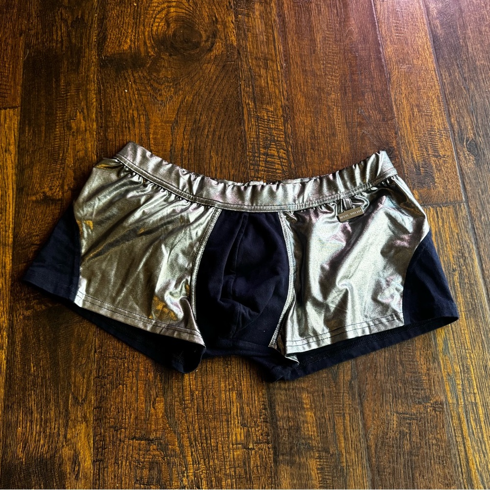 Men's Metallic Silver & Blue Boxer Briefs by Modus Vivendi - Size XL